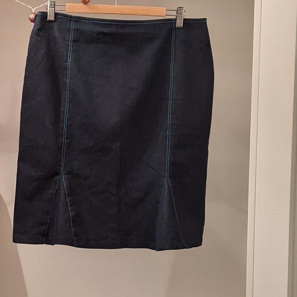 Cotton dark denim gored pencil skirt size 12